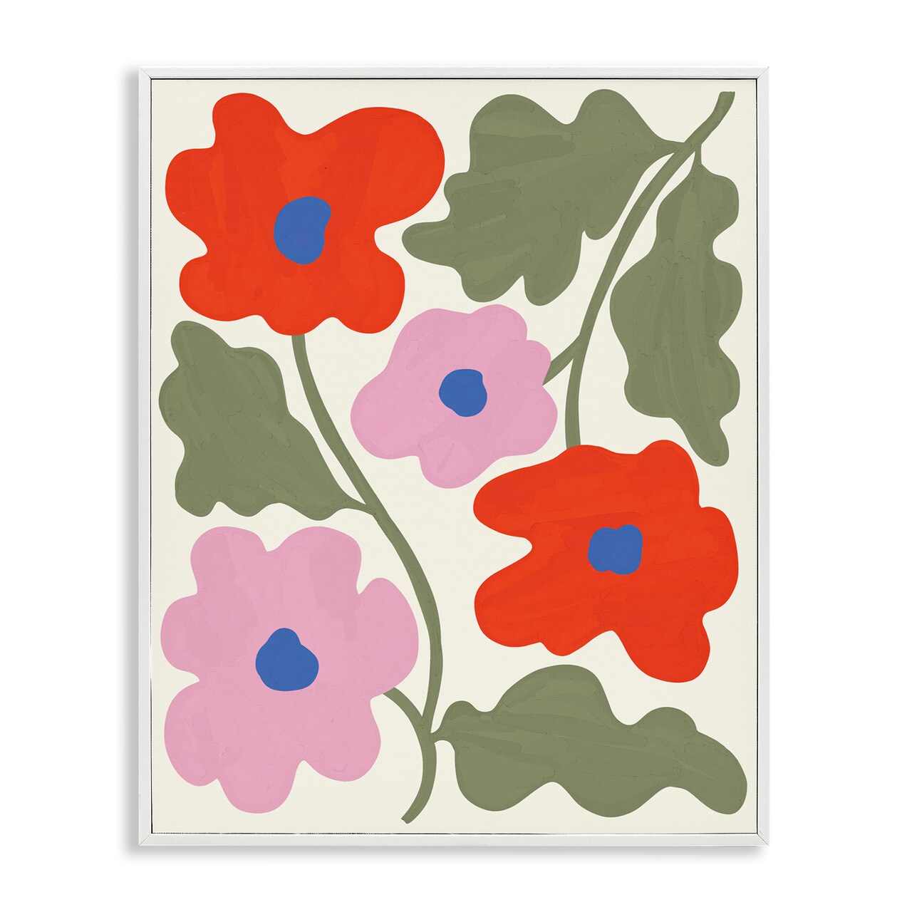 Stupell Industries Red & Pink Bold Flowers Framed Giclee Wall Art Design by Aralma